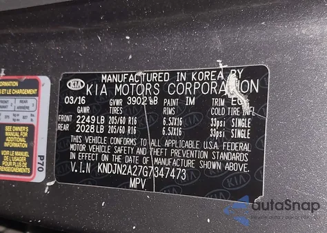 2016 Kia Soul from USA, damaged, VIN KNDJN2A27G7347473